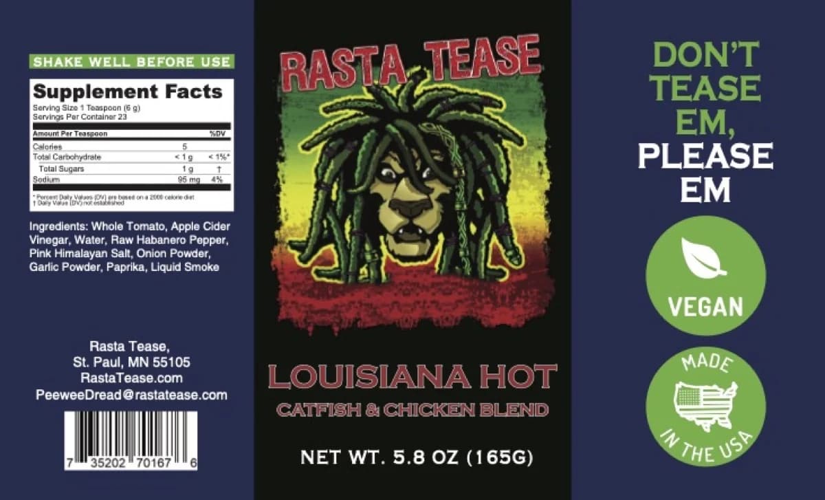Rasta Tease Louisiana Hot label