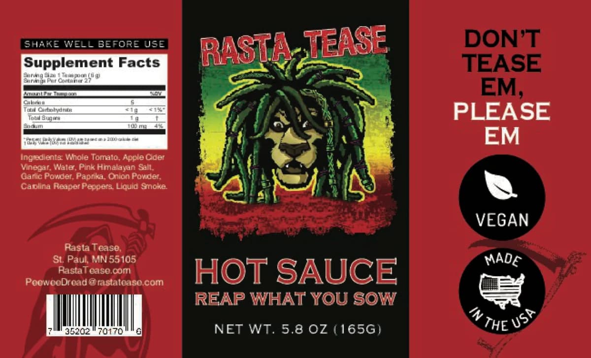 Reap What You Sow Hot Sauce label